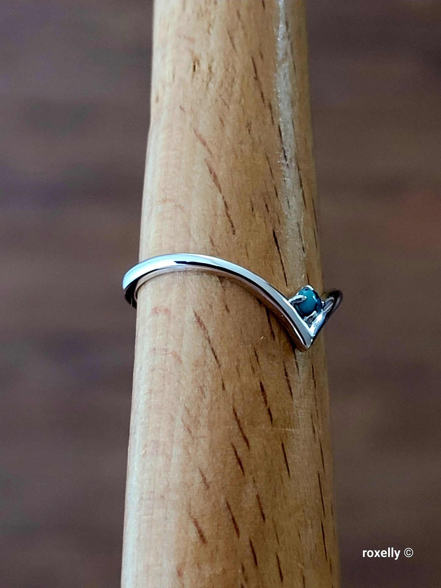 ❤️14k White Gold Turquoise Chevron Ring Size 7 Solid Gold