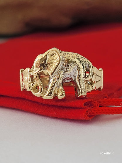 14k Two-Tones Gold Elephant-Shaped Vintage Ring Size 6.75 Solid Gold