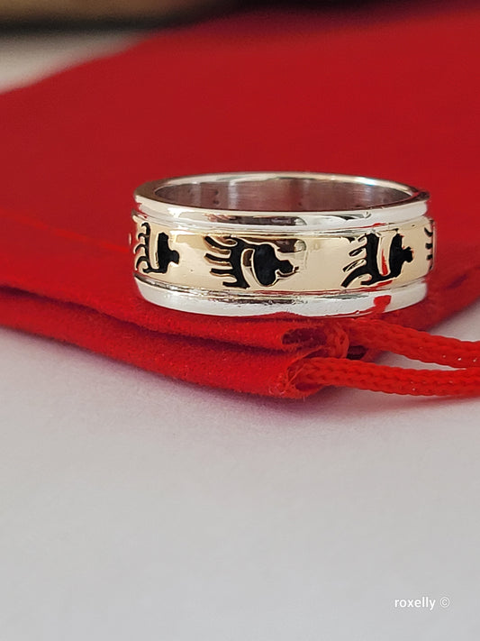 925 Sterling Silver and 14K Yellow Gold Ring Size 5