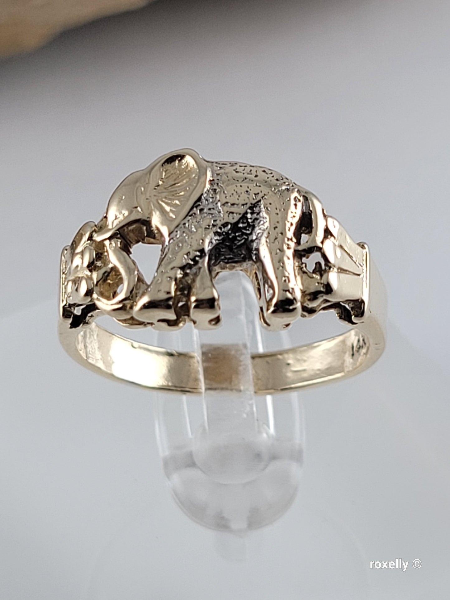 14k Two-Tones Gold Elephant-Shaped Vintage Ring Size 6.75 Solid Gold