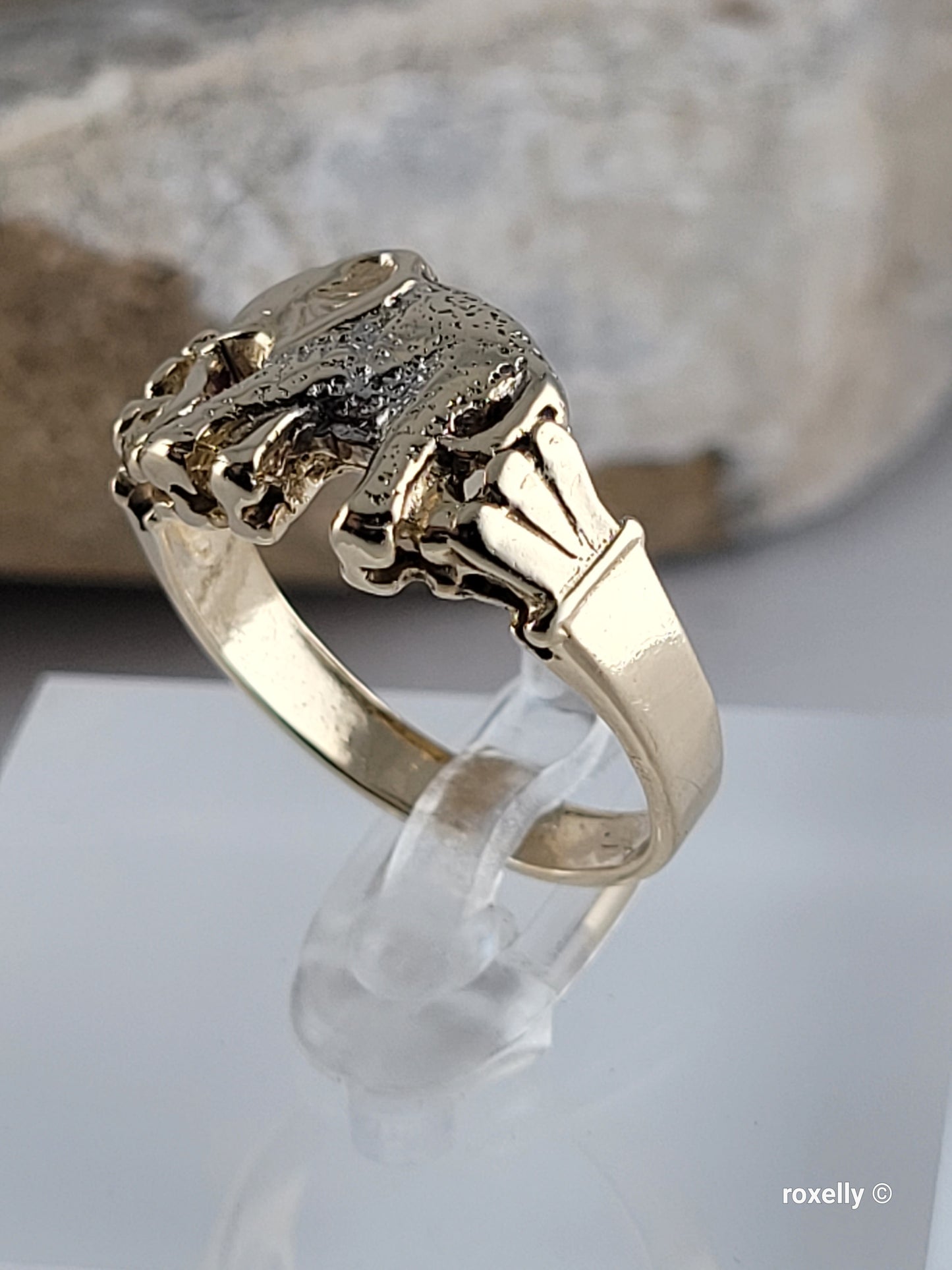 14k Two-Tones Gold Elephant-Shaped Vintage Ring Size 6.75 Solid Gold