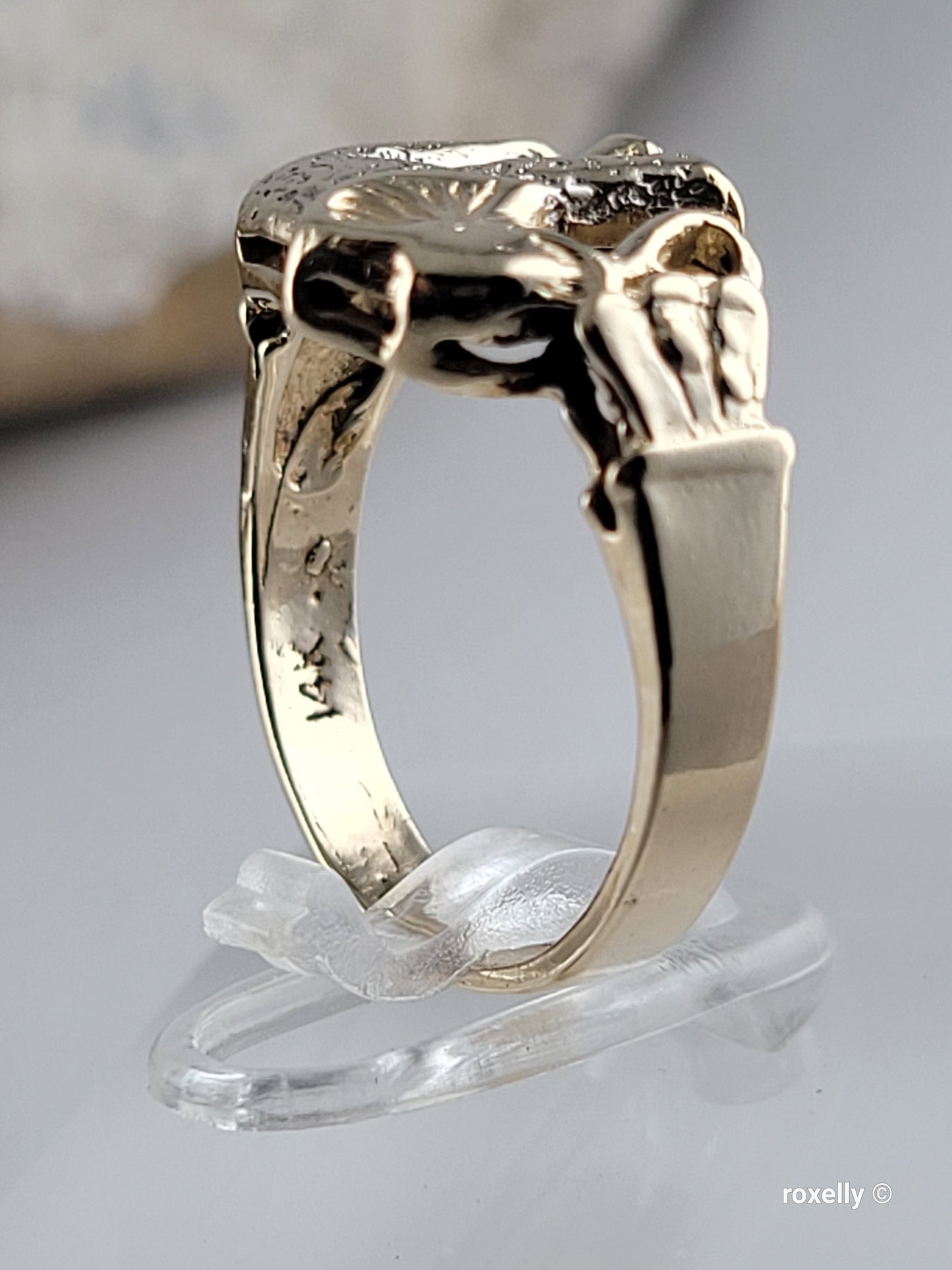 14k Two-Tones Gold Elephant-Shaped Vintage Ring Size 6.75 Solid Gold