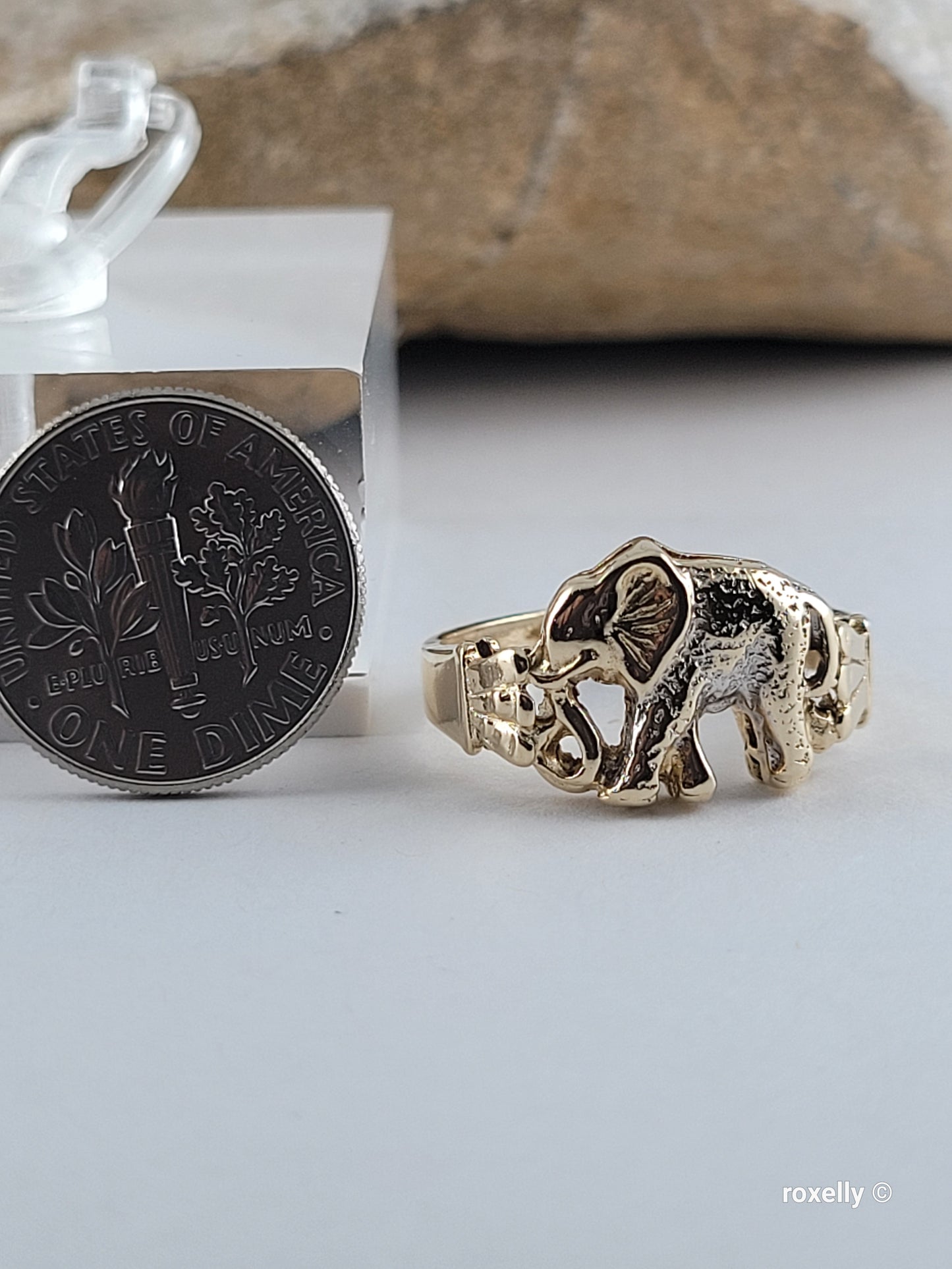 14k Two-Tones Gold Elephant-Shaped Vintage Ring Size 6.75 Solid Gold