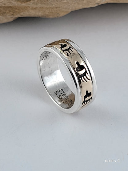 925 Sterling Silver and 14K Yellow Gold Ring Size 5