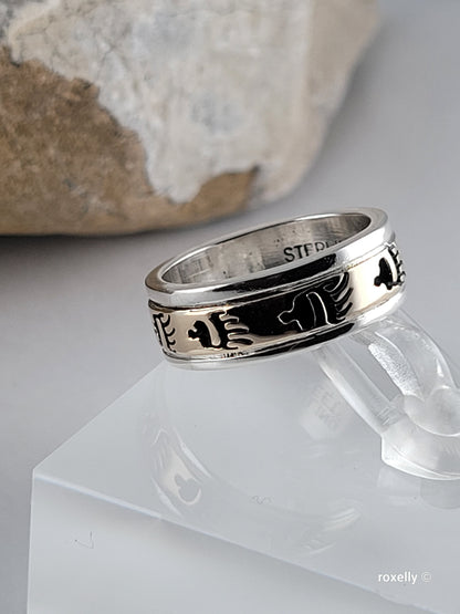 925 Sterling Silver and 14K Yellow Gold Ring Size 5
