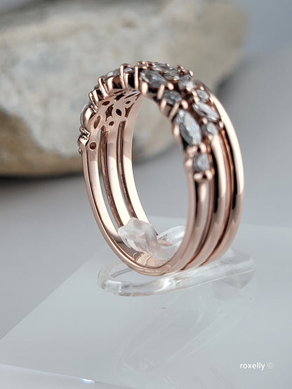 14K Rose Gold  Diamonds Tiara Ring Size 7.5 Solid Gold