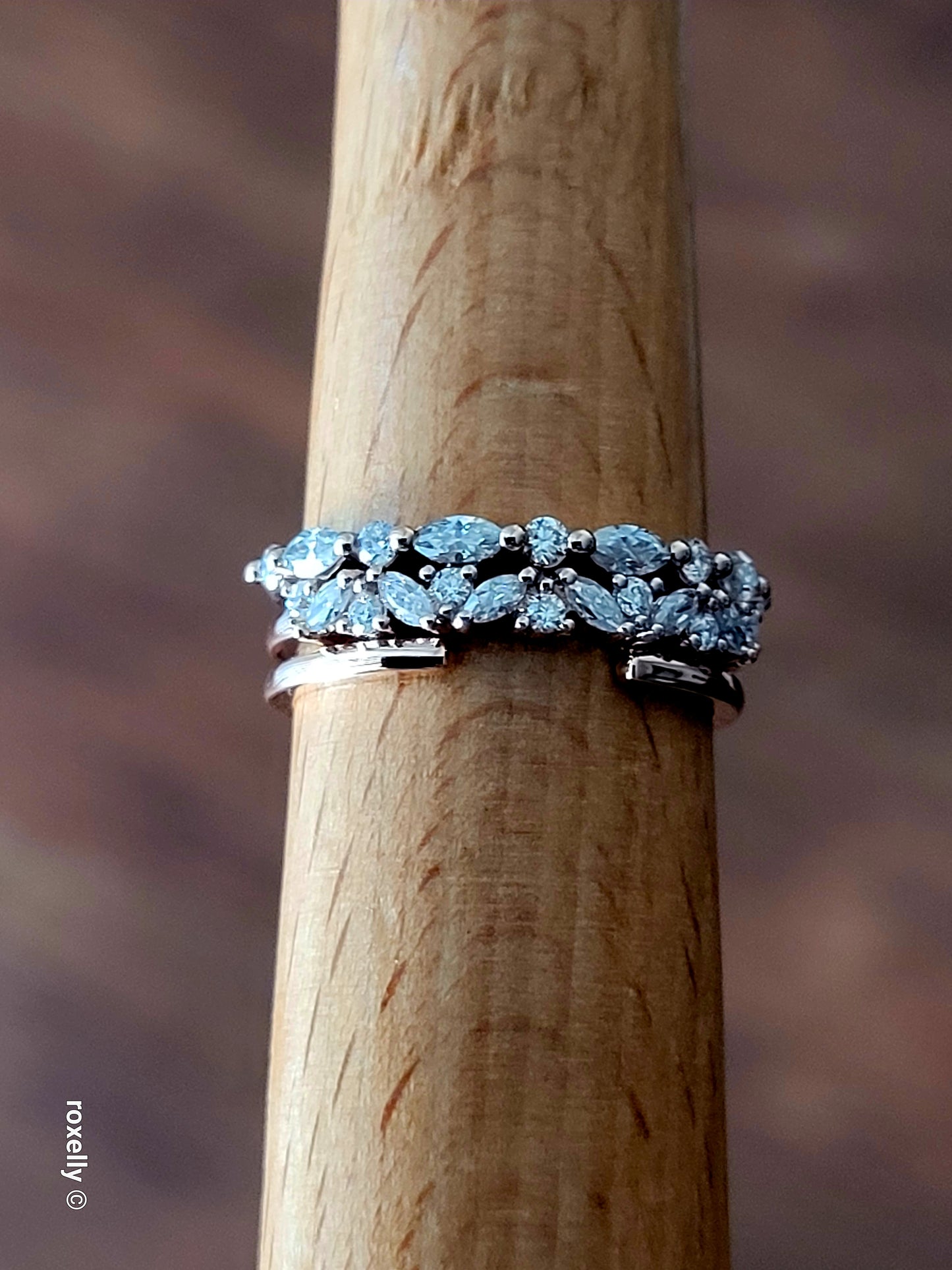 14K Rose Gold  Diamonds Tiara Ring Size 7.5 Solid Gold