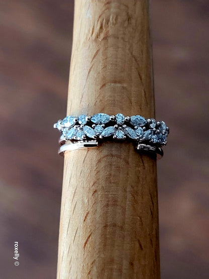 14K Rose Gold  Diamonds Tiara Ring Size 7.5 Solid Gold