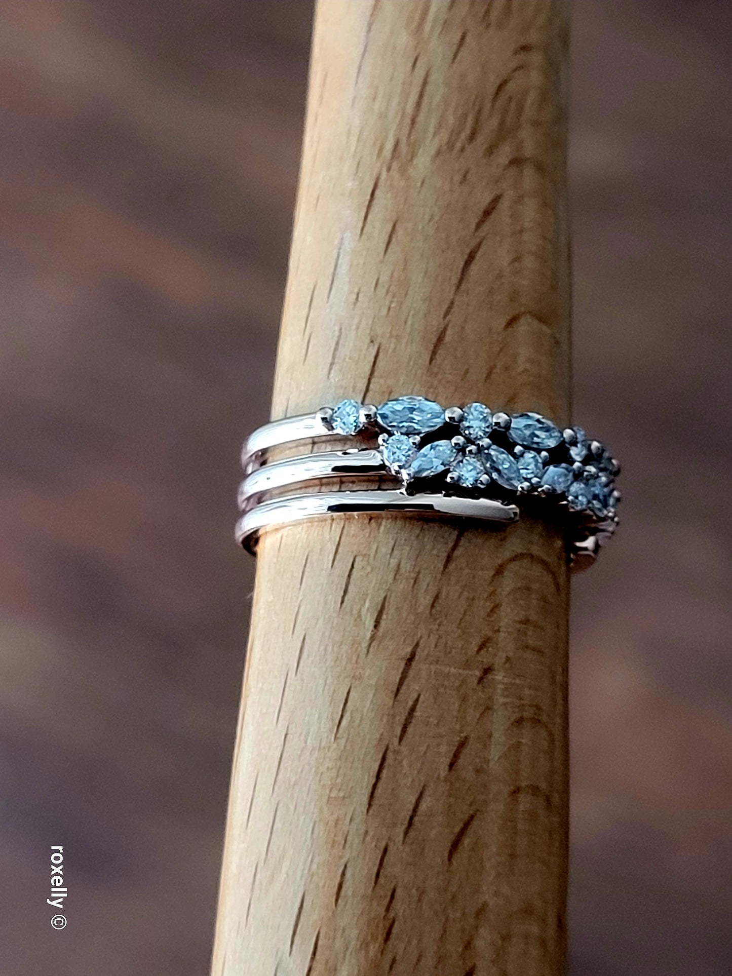 14K Rose Gold  Diamonds Tiara Ring Size 7.5 Solid Gold