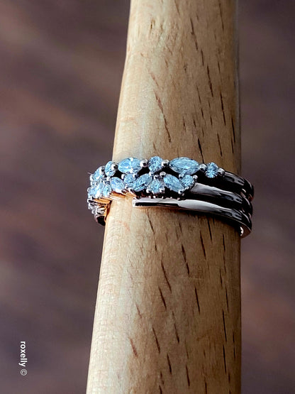 14K Rose Gold  Diamonds Tiara Ring Size 7.5 Solid Gold