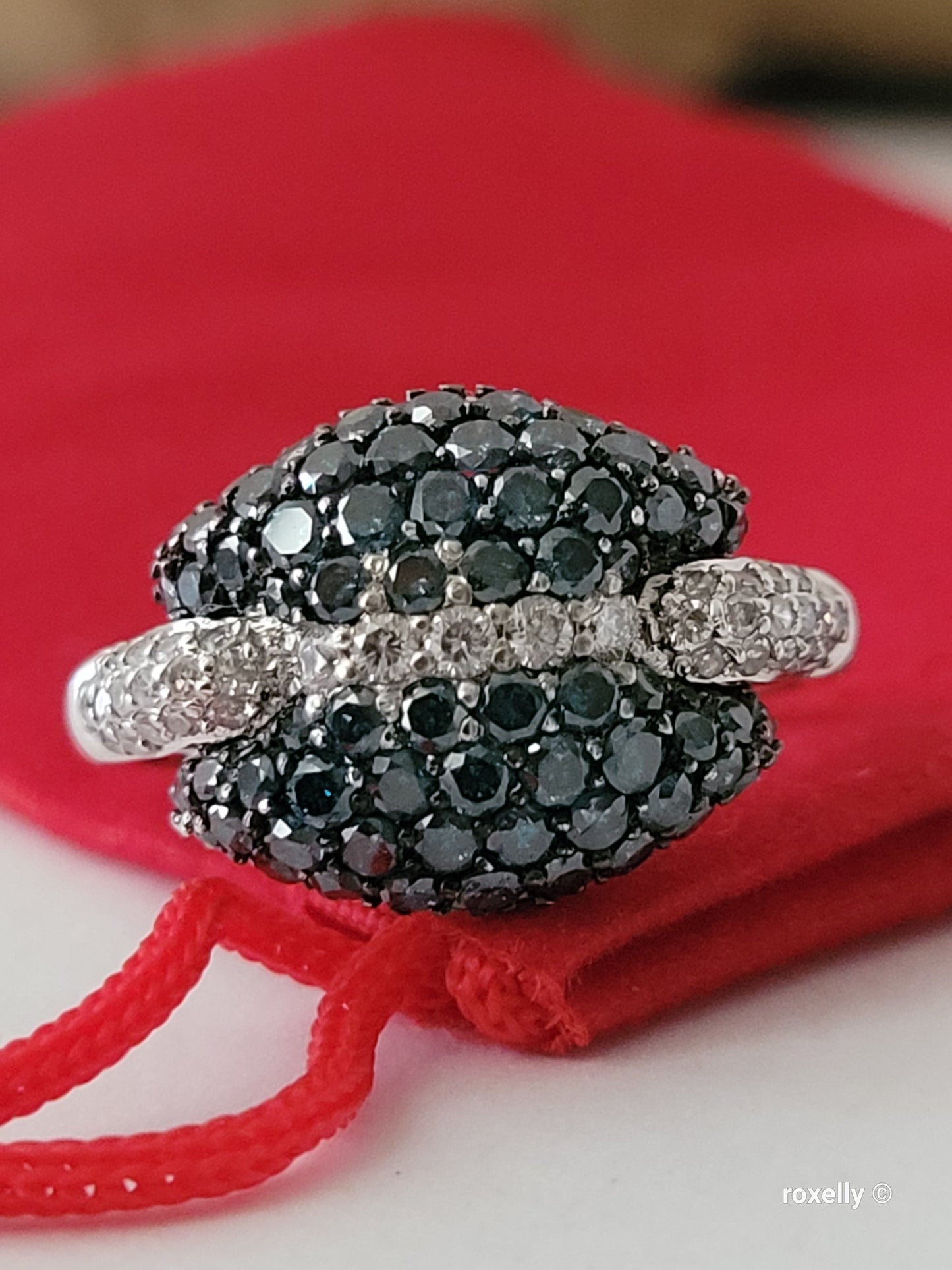 $5000 Ring, 14K Size 6.75 Solid White Gold Blue & White Genuine Diamonds Ring – 1.43 CTW