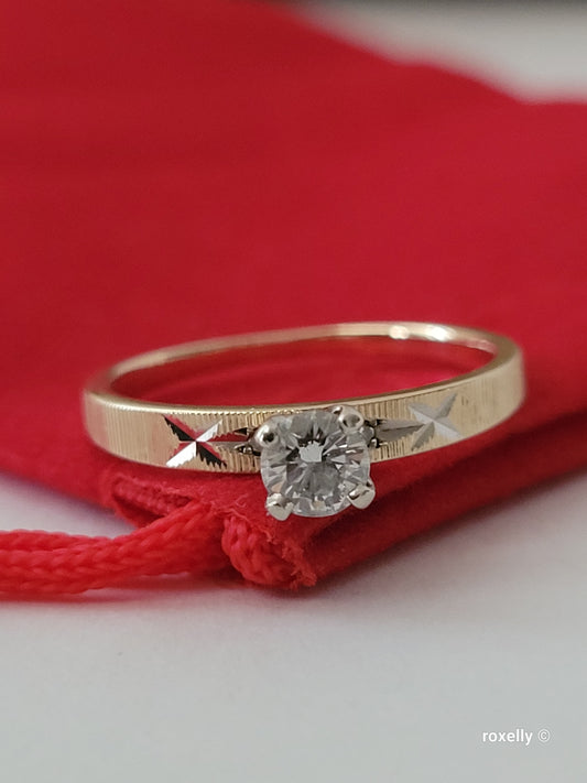 14K Yellow Gold Diamond Solitaire Ring Size 4.75 Solid Gold