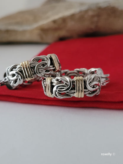 925 Sterling Silver and 14k Solid Gold Hoop Earrings Made in Turkey