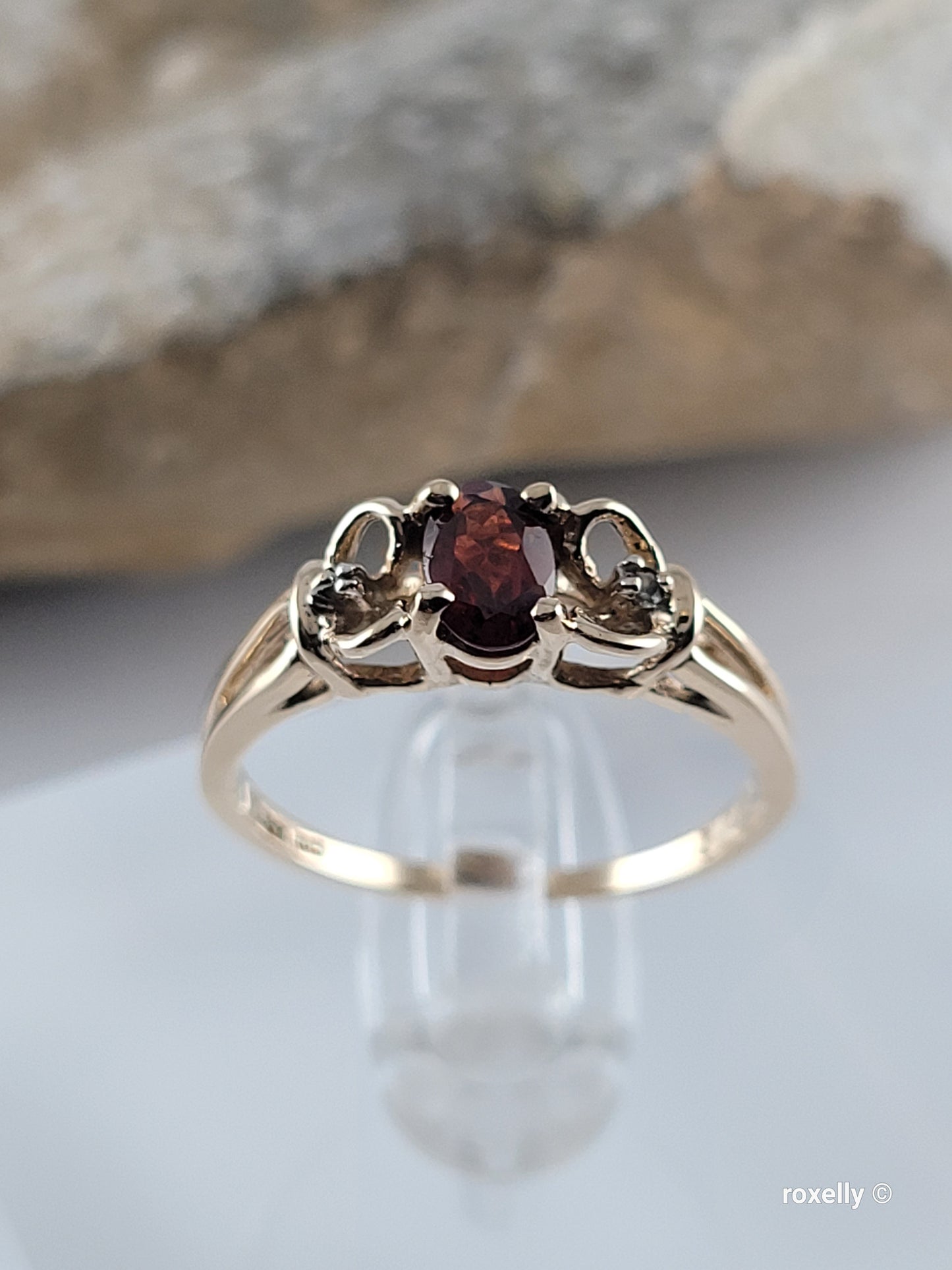 10K Yellow Gold Citrine Madeira and Diamonds Ring Size 7 Solid Gold