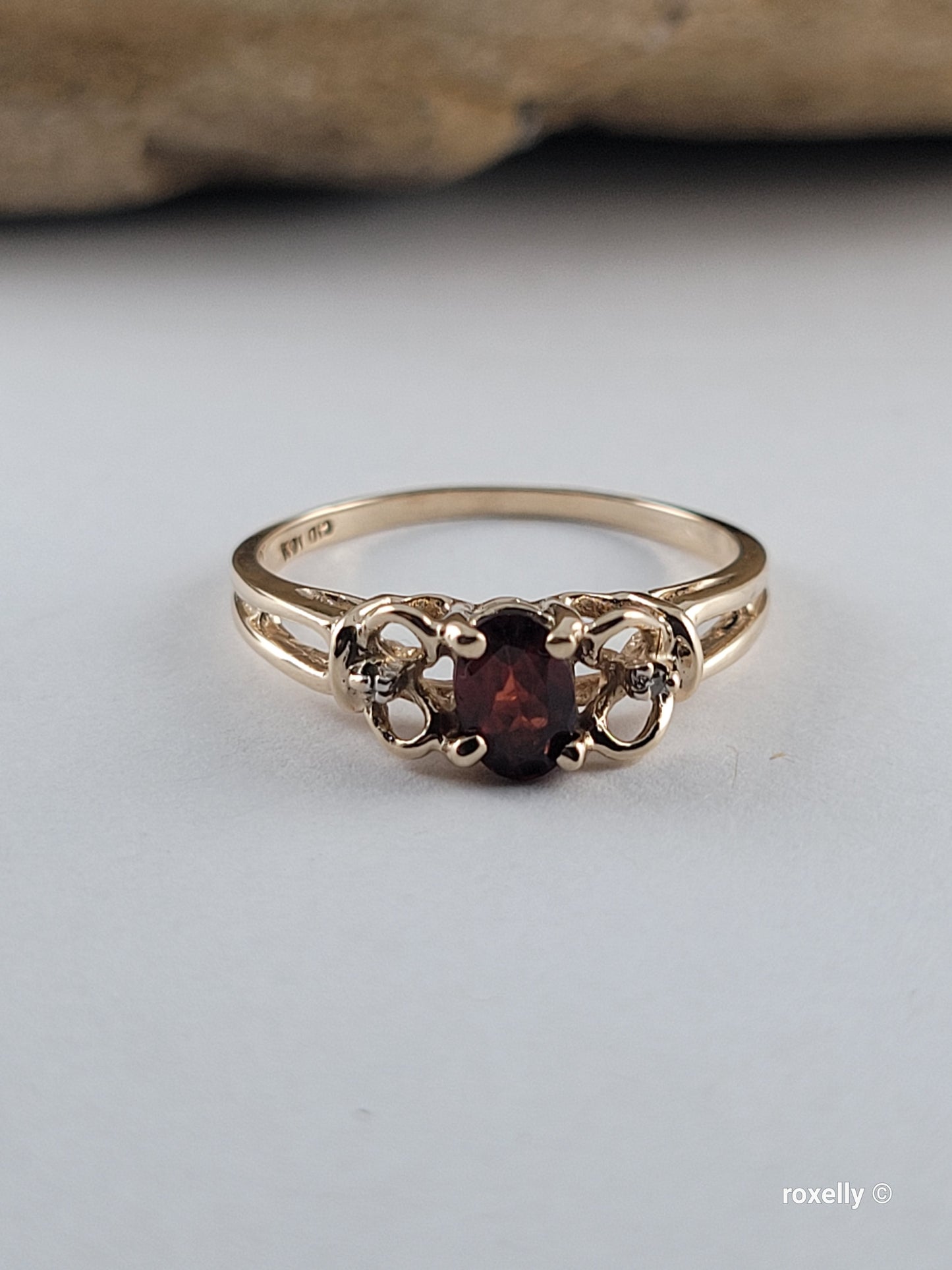 10K Yellow Gold Citrine Madeira and Diamonds Ring Size 7 Solid Gold