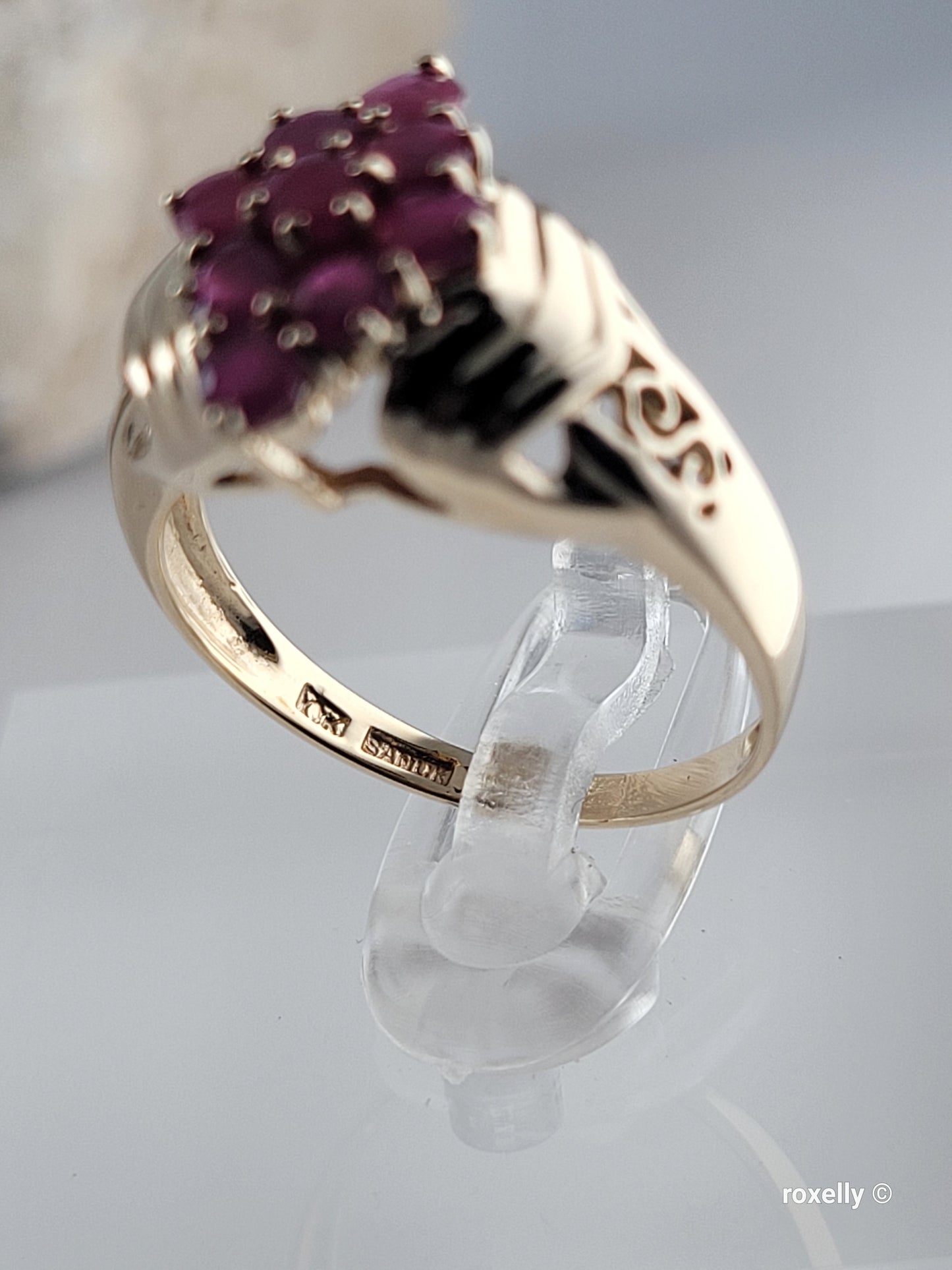 10K Yellow Gold Rubies Cocktail Ring Size 6.75 Solid Gold