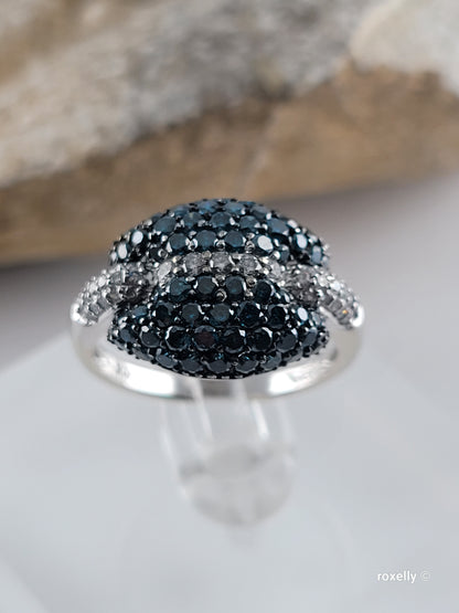 $5000 Ring, 14K Size 6.75 Solid White Gold Blue & White Genuine Diamonds Ring – 1.43 CTW