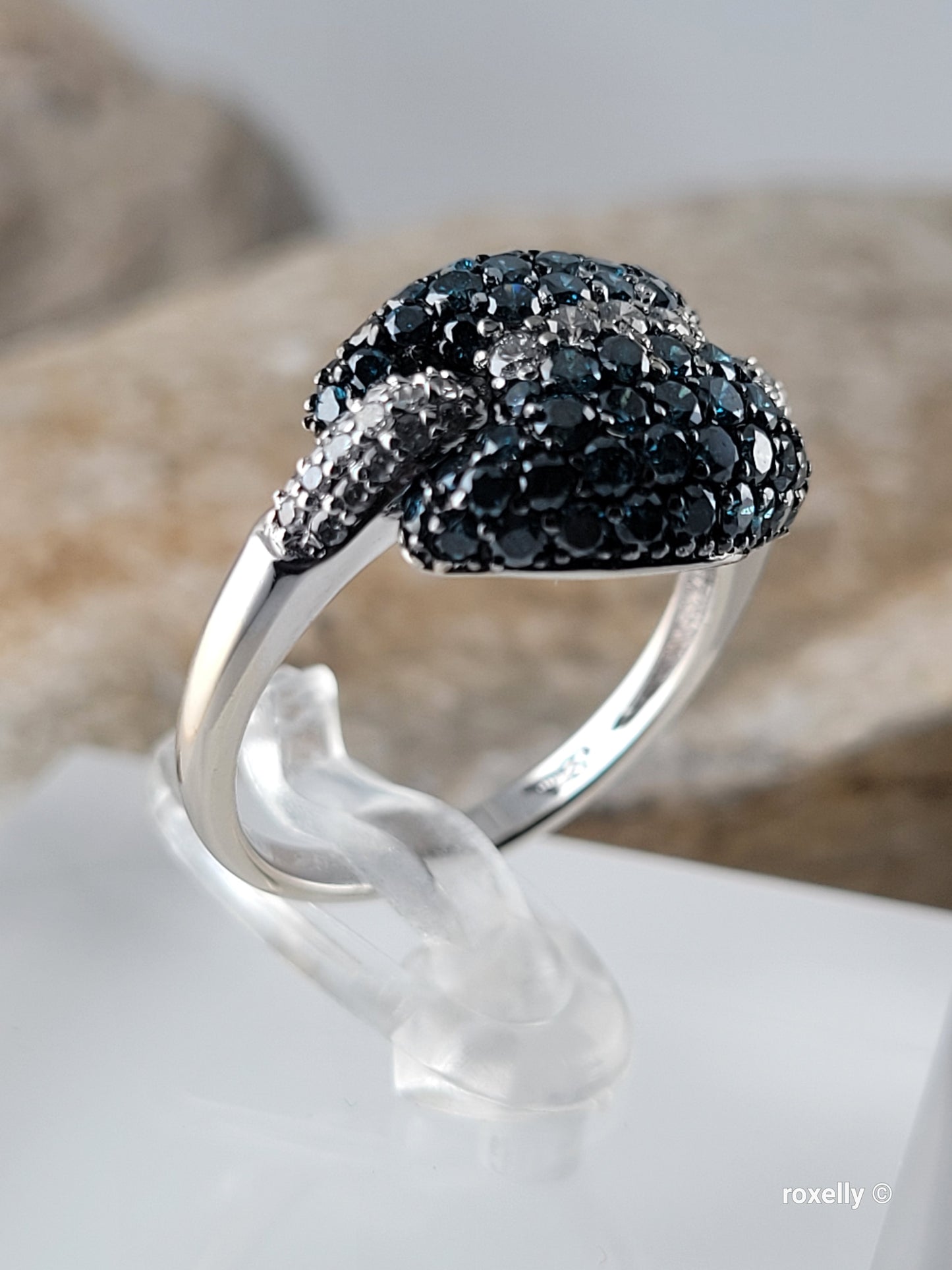 $5000 Ring, 14K Size 6.75 Solid White Gold Blue & White Genuine Diamonds Ring – 1.43 CTW