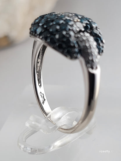 $5000 Ring, 14K Size 6.75 Solid White Gold Blue & White Genuine Diamonds Ring – 1.43 CTW