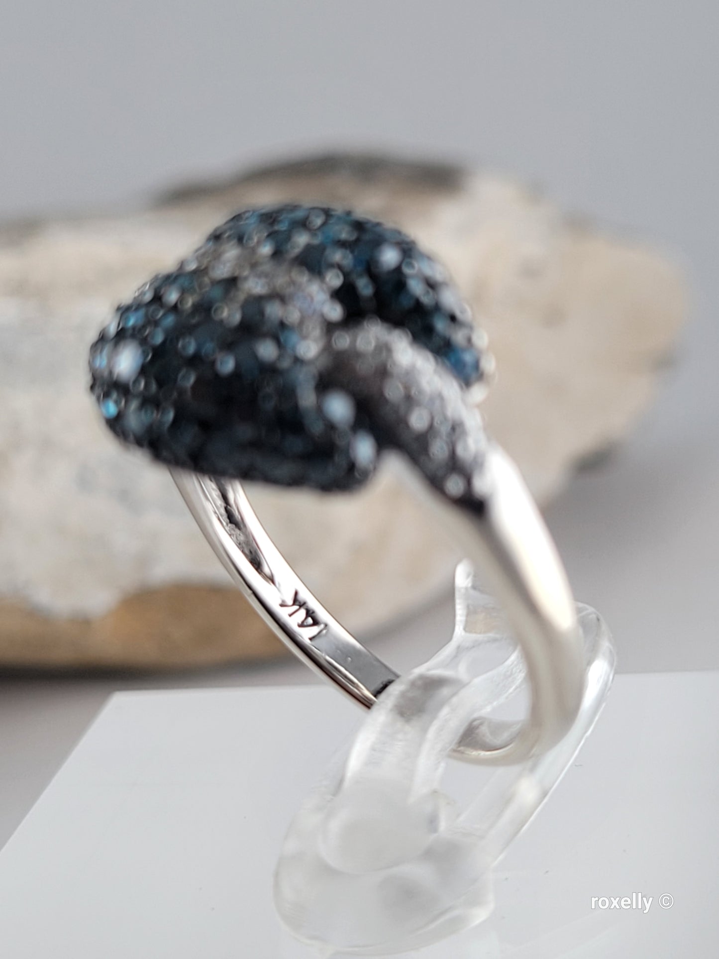 $5000 Ring, 14K Size 6.75 Solid White Gold Blue & White Genuine Diamonds Ring – 1.43 CTW