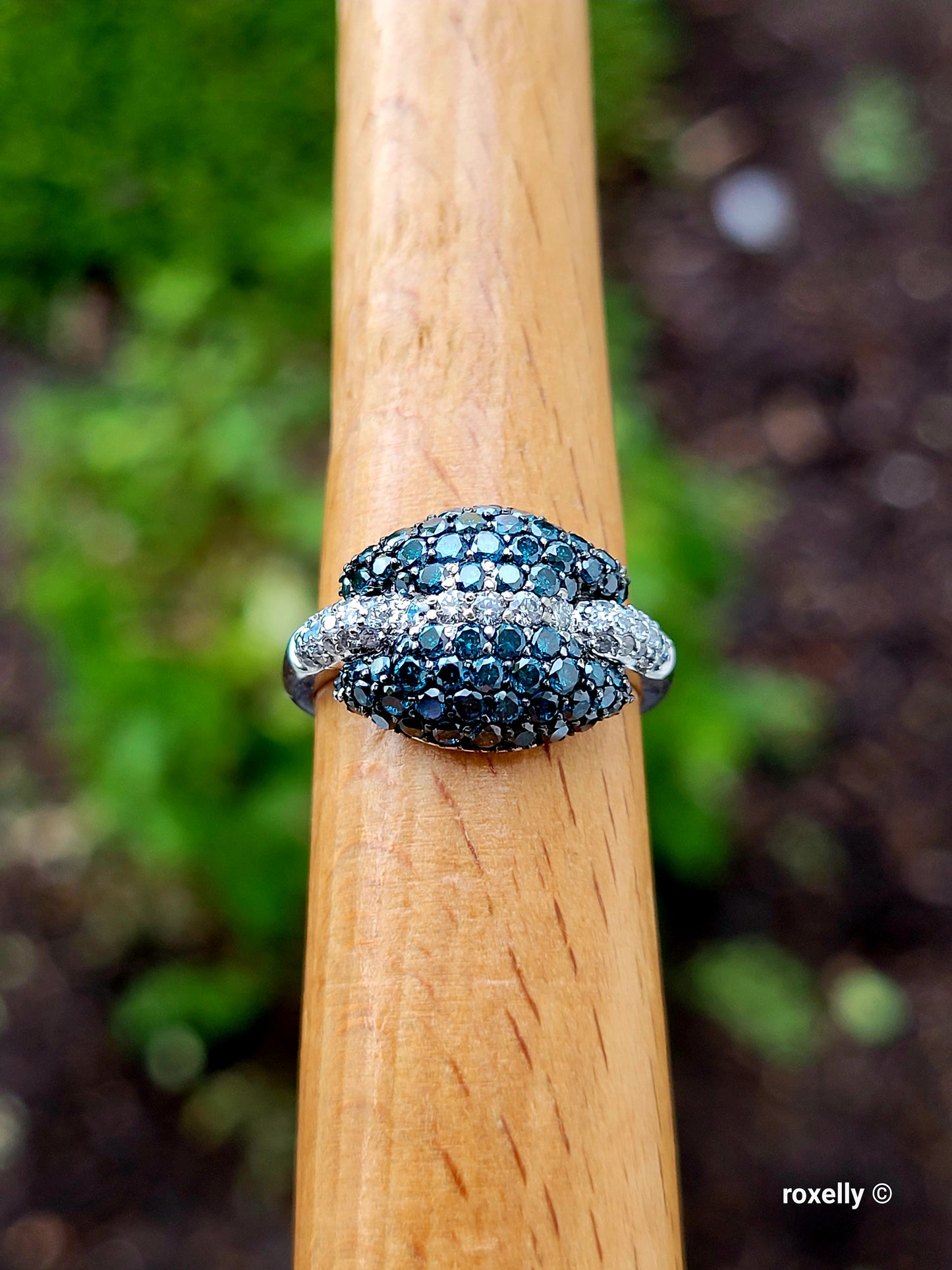 $5000 Ring, 14K Size 6.75 Solid White Gold Blue & White Genuine Diamonds Ring – 1.43 CTW