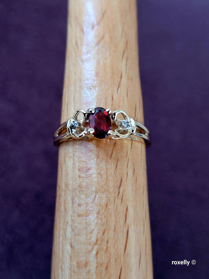 10K Yellow Gold Citrine Madeira and Diamonds Ring Size 7 Solid Gold