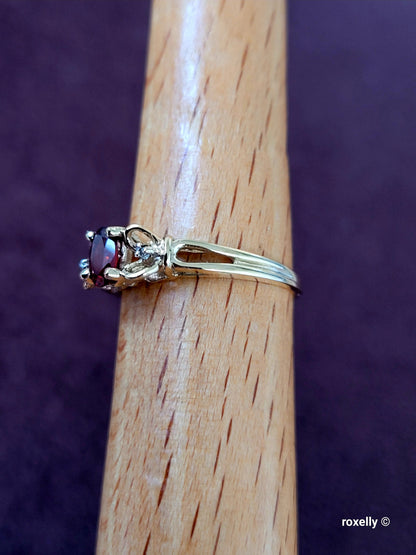 10K Yellow Gold Citrine Madeira and Diamonds Ring Size 7 Solid Gold