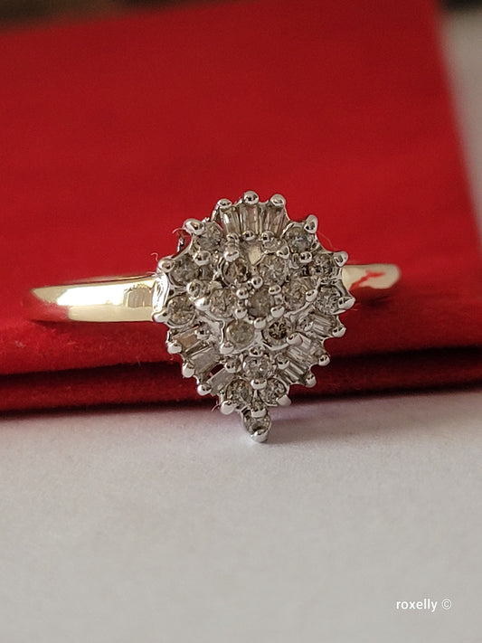 10K Yellow Gold Diamonds Cluster Ring Size 7 Solid Gold