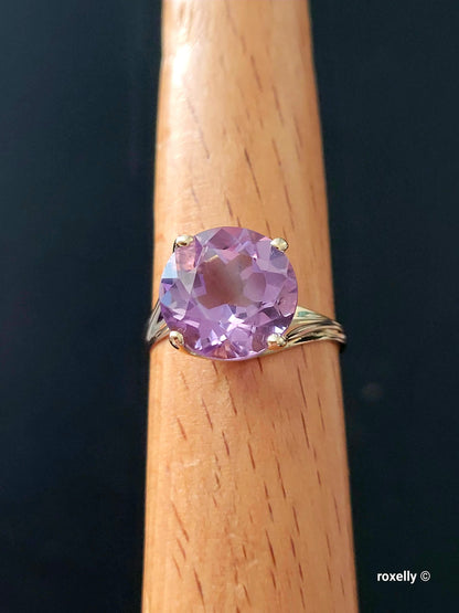 10K Yellow Gold Amethyst Gemstone Ring 8 Solid Gold