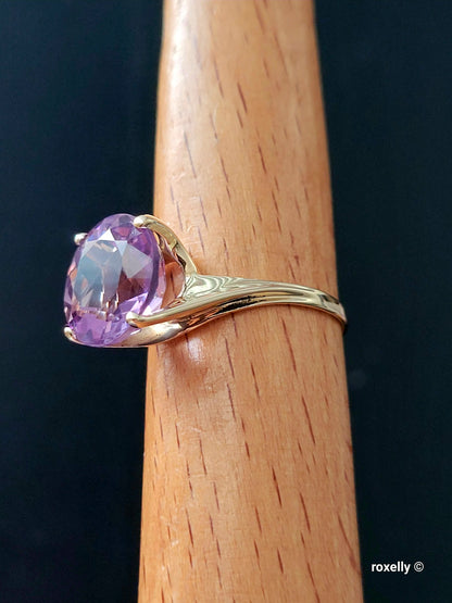 10K Yellow Gold Amethyst Gemstone Ring 8 Solid Gold