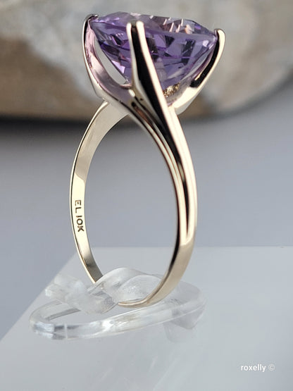 10K Yellow Gold Amethyst Gemstone Ring 8 Solid Gold