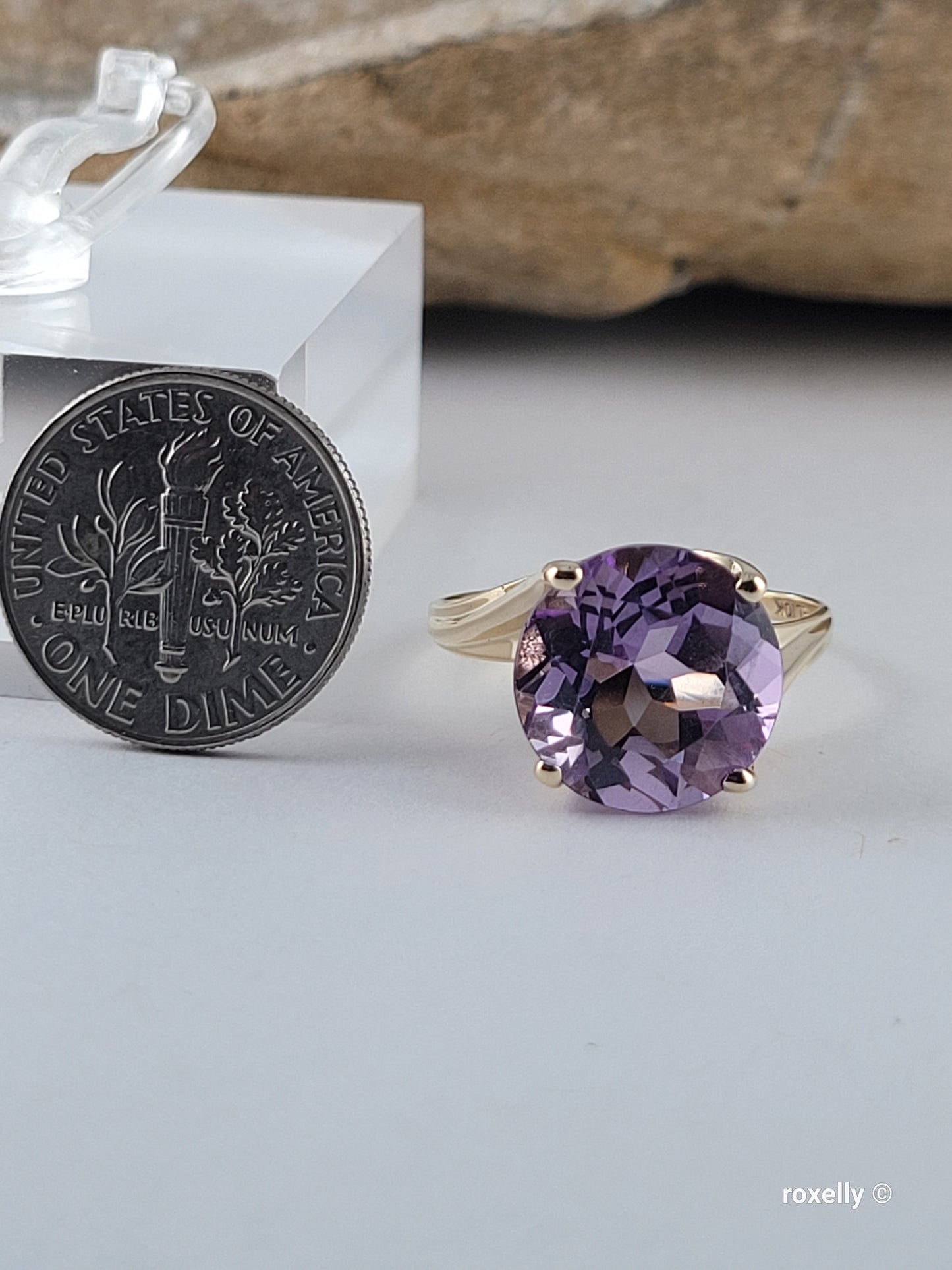 10K Yellow Gold Amethyst Gemstone Ring 8 Solid Gold