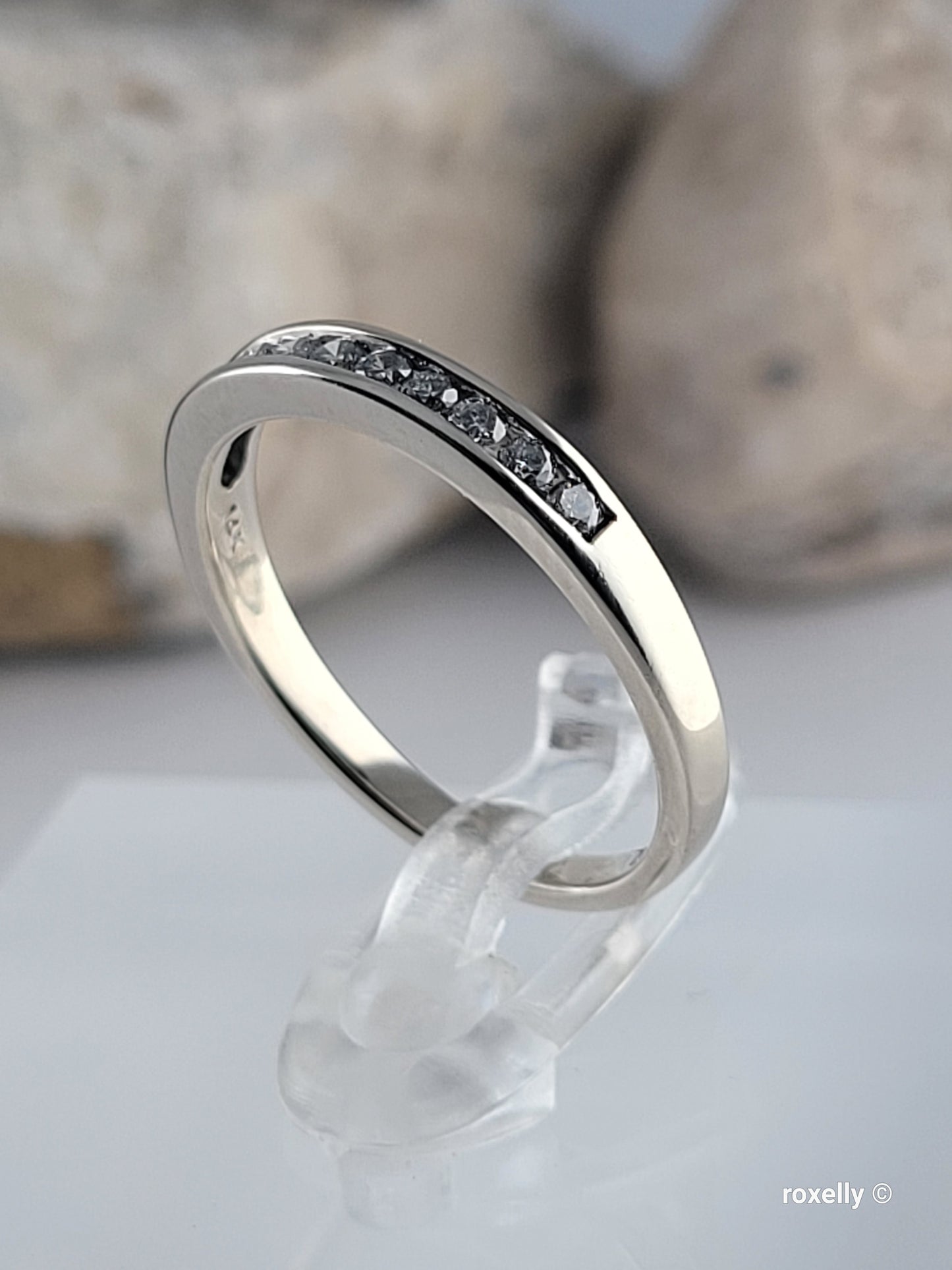 14K White Gold Diamonds Band Ring Size 6.25 Solid Gold