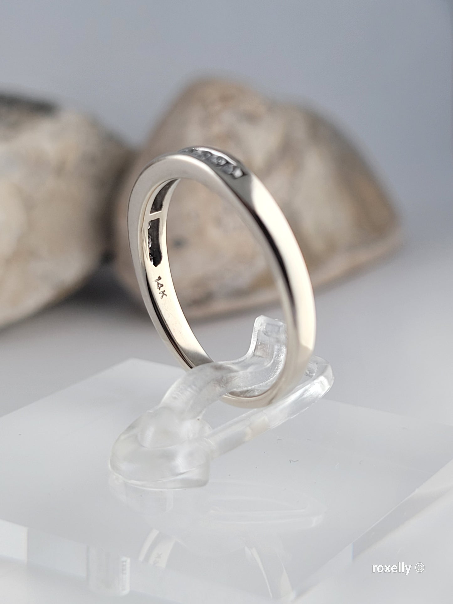 14K White Gold Diamonds Band Ring Size 6.25 Solid Gold
