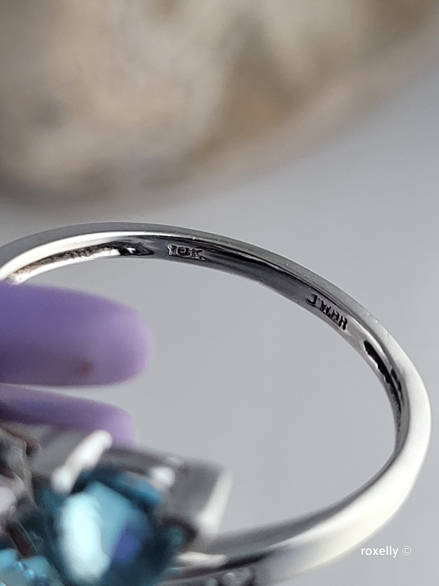 10K White Gold Blue Topaz and Diamond Ring Size 5.25 Solid Gold