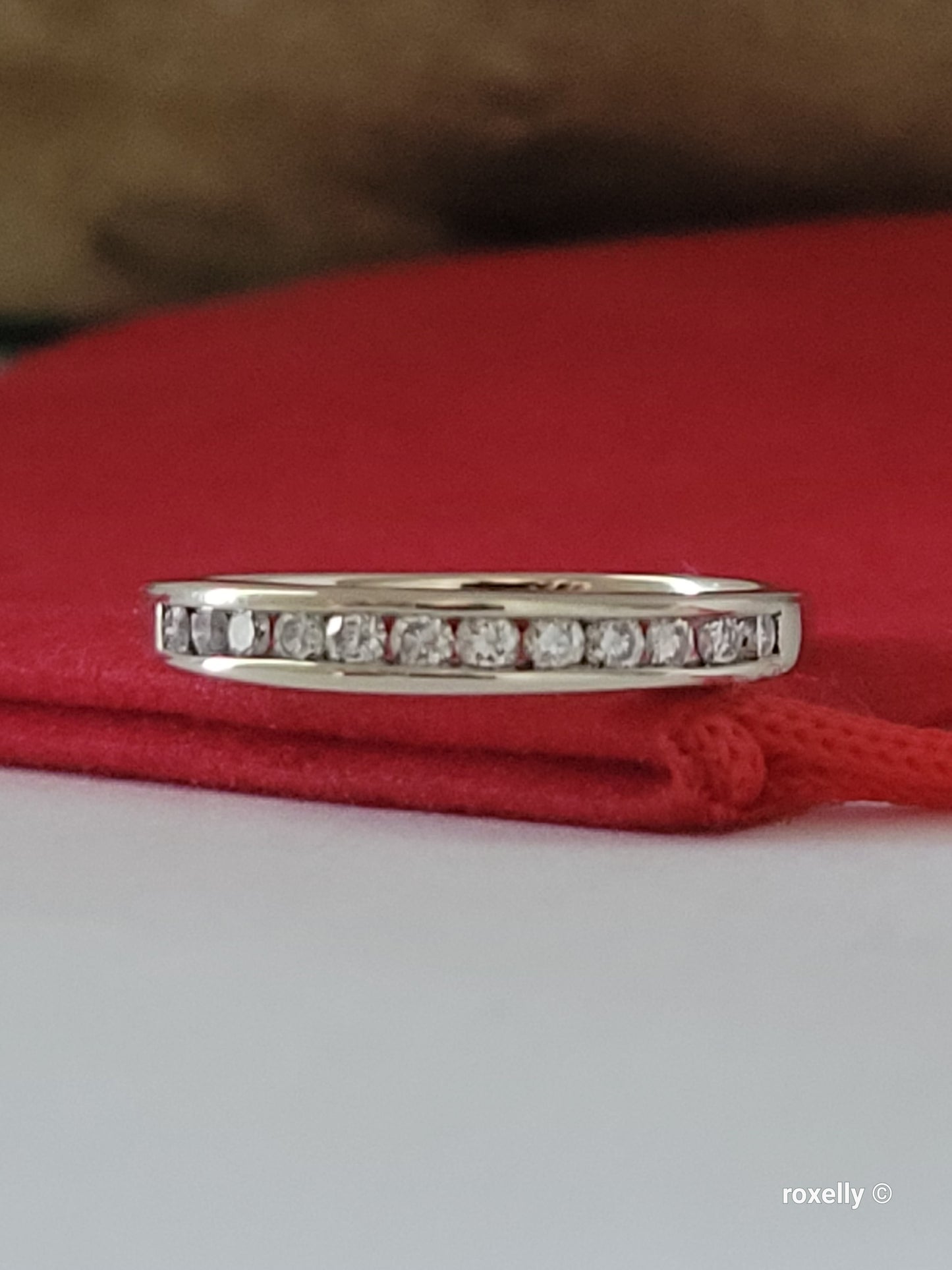 14K White Gold Diamonds Band Ring Size 6.25 Solid Gold