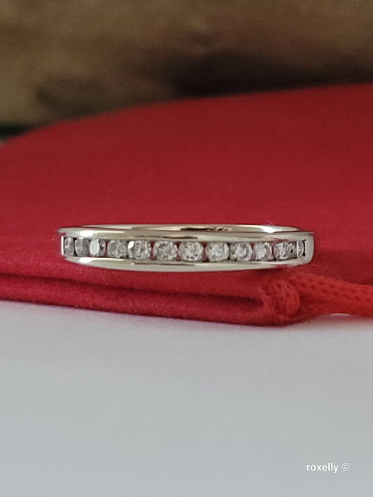 14K White Gold Diamonds Band Ring Size 6.25 Solid Gold