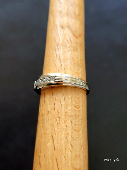 14K White Gold Diamonds Band Ring Size 7 Solid Gold