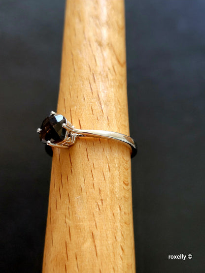 14K Solid White Gold Smoky Quartz LeVian Ring Size 7 Solid Gold