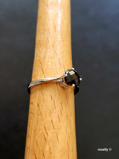 14K Solid White Gold Smoky Quartz LeVian Ring Size 7 Solid Gold