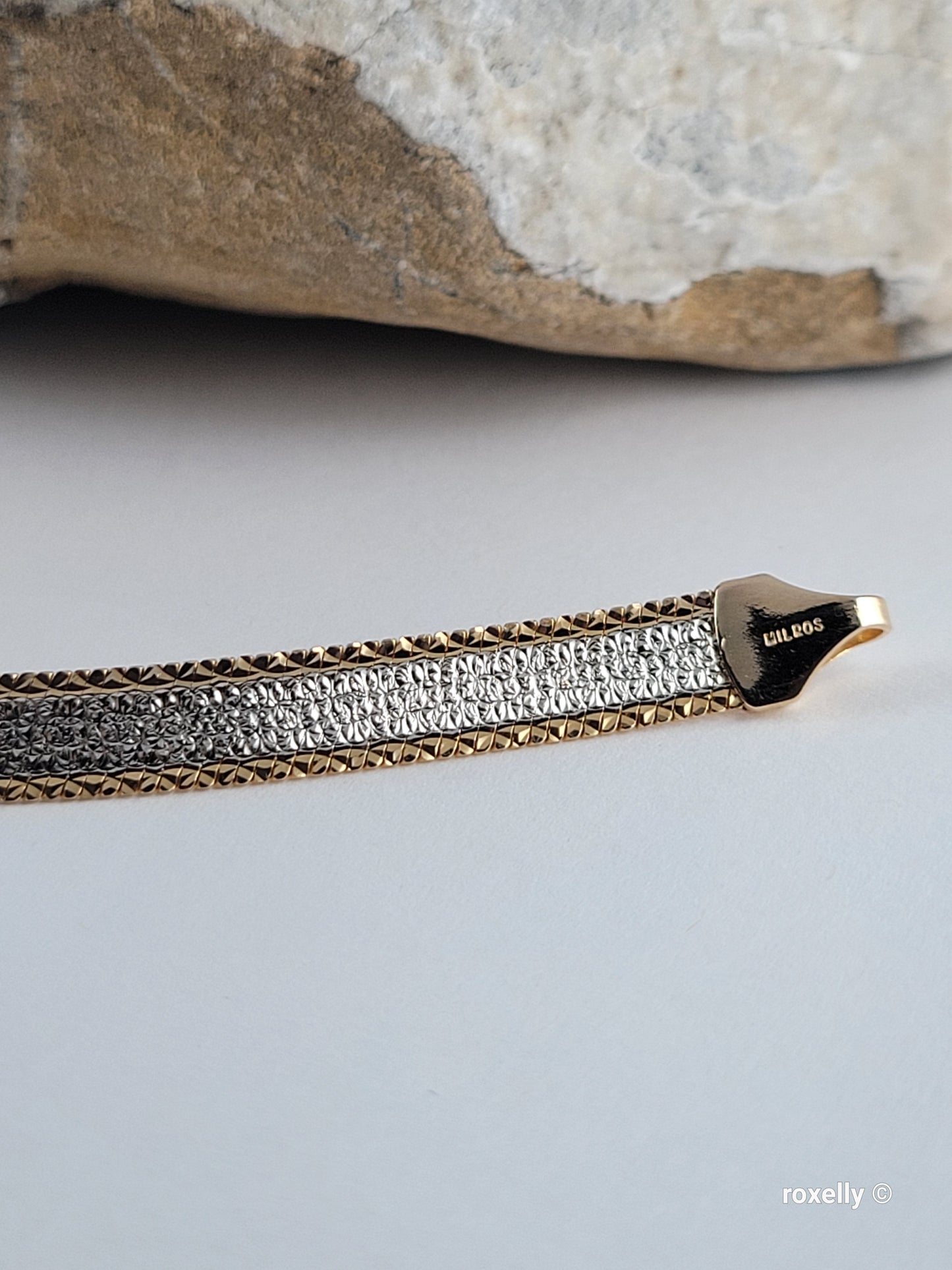 💎 14K Italy Two-Tone Solid Gold Reversible Bracelet – 7” – 6mm – MILROS