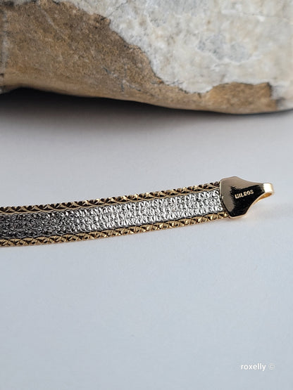 💎 14K Italy Two-Tone Solid Gold Reversible Bracelet – 7” – 6mm – MILROS