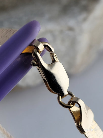 💎 14K Italy Two-Tone Solid Gold Reversible Bracelet – 7” – 6mm – MILROS