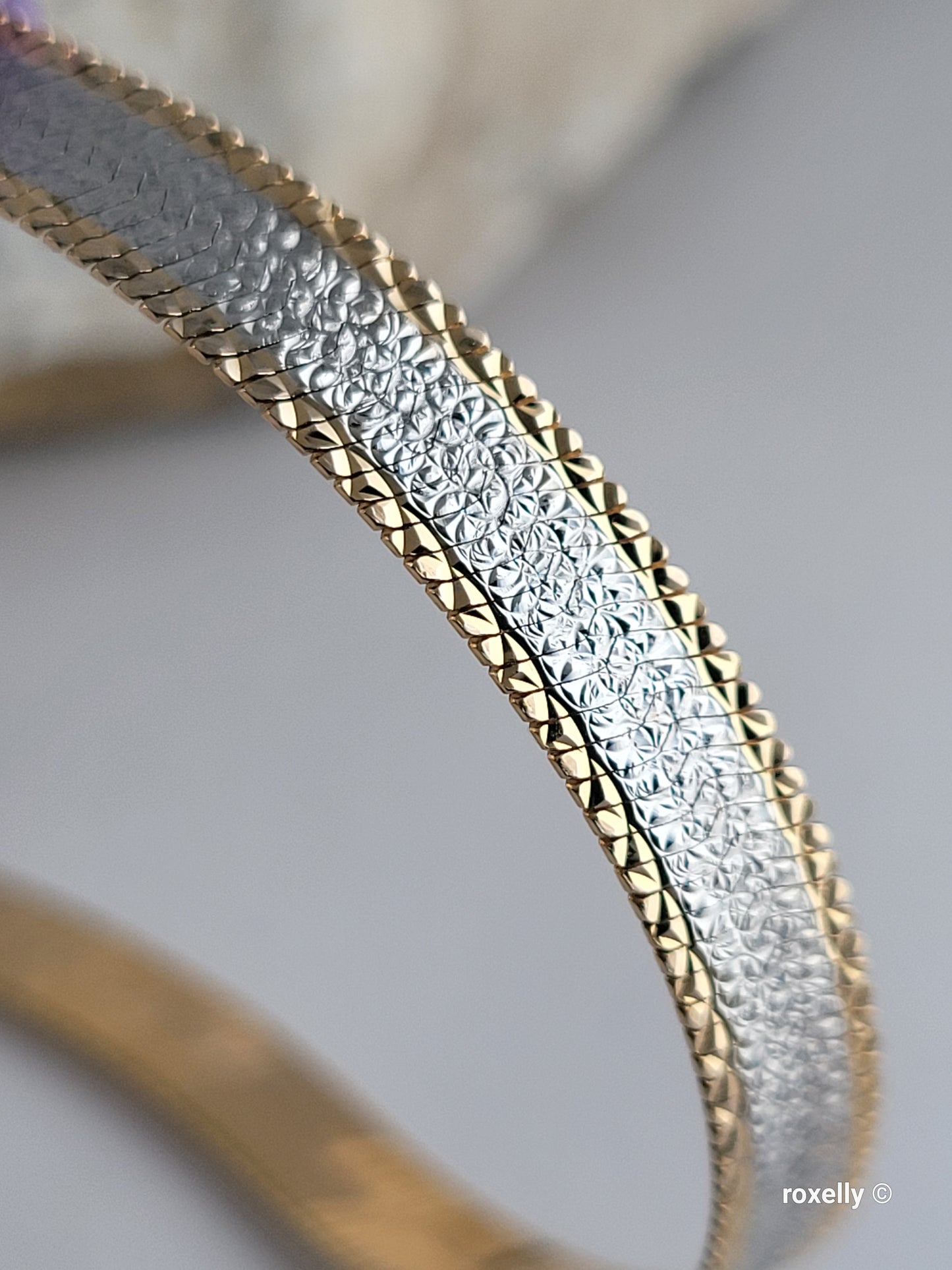 💎 14K Italy Two-Tone Solid Gold Reversible Bracelet – 7” – 6mm – MILROS