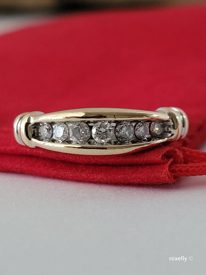 14K Yellow Gold Diamonds Band Ring Size 7 Solid Gold