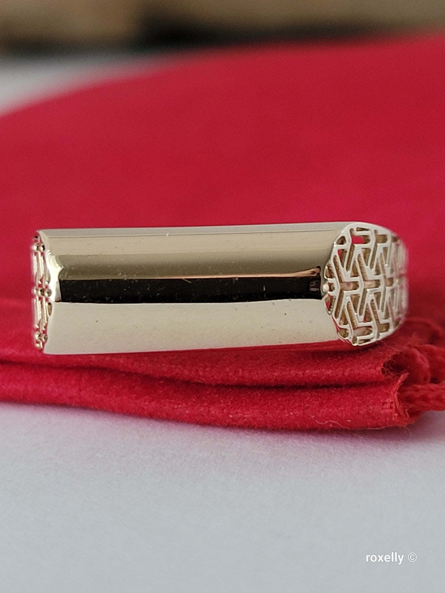 10K Yellow Gold Filigree & Bar Design Ring Size 8 Solid Gold