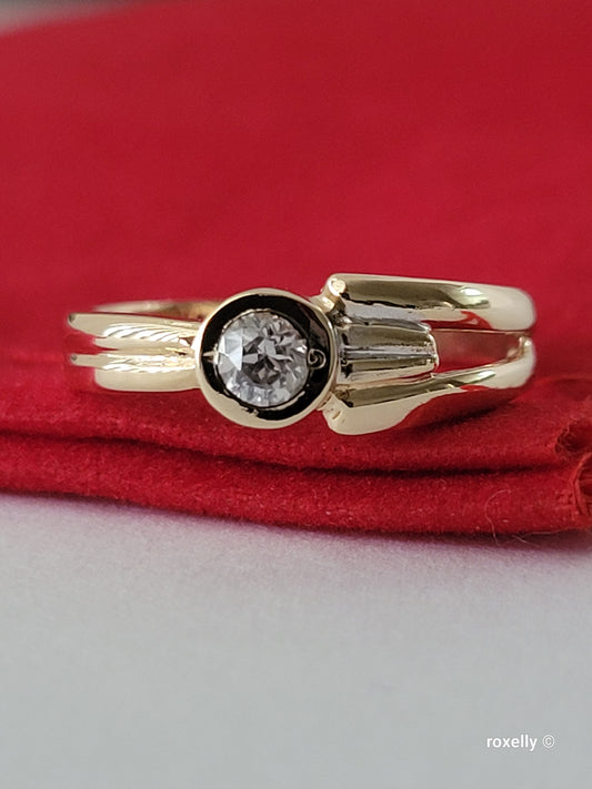 14K Yellow Gold Diamond Ring Size 5.5 Solid Gold