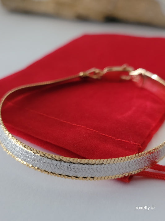 💎 14K Italy Two-Tone Solid Gold Reversible Bracelet – 7” – 6mm – MILROS