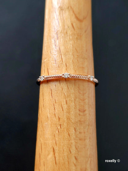 14K Rose Gold Diamonds Dainty Ring Size 6.75 Solid Gold