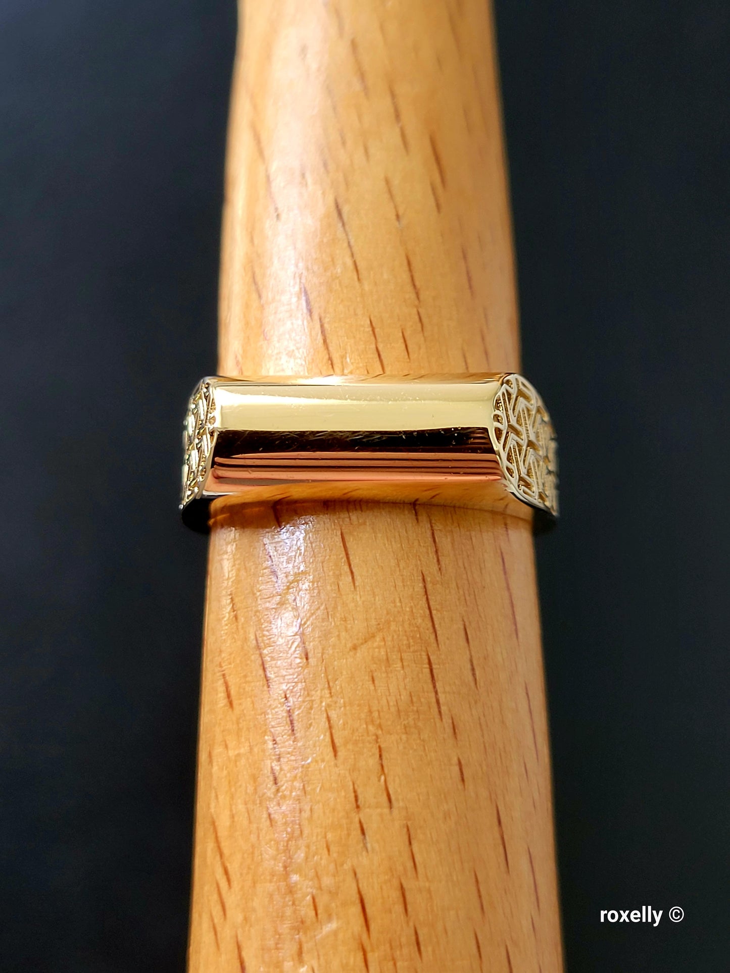 10K Yellow Gold Filigree & Bar Design Ring Size 8 Solid Gold